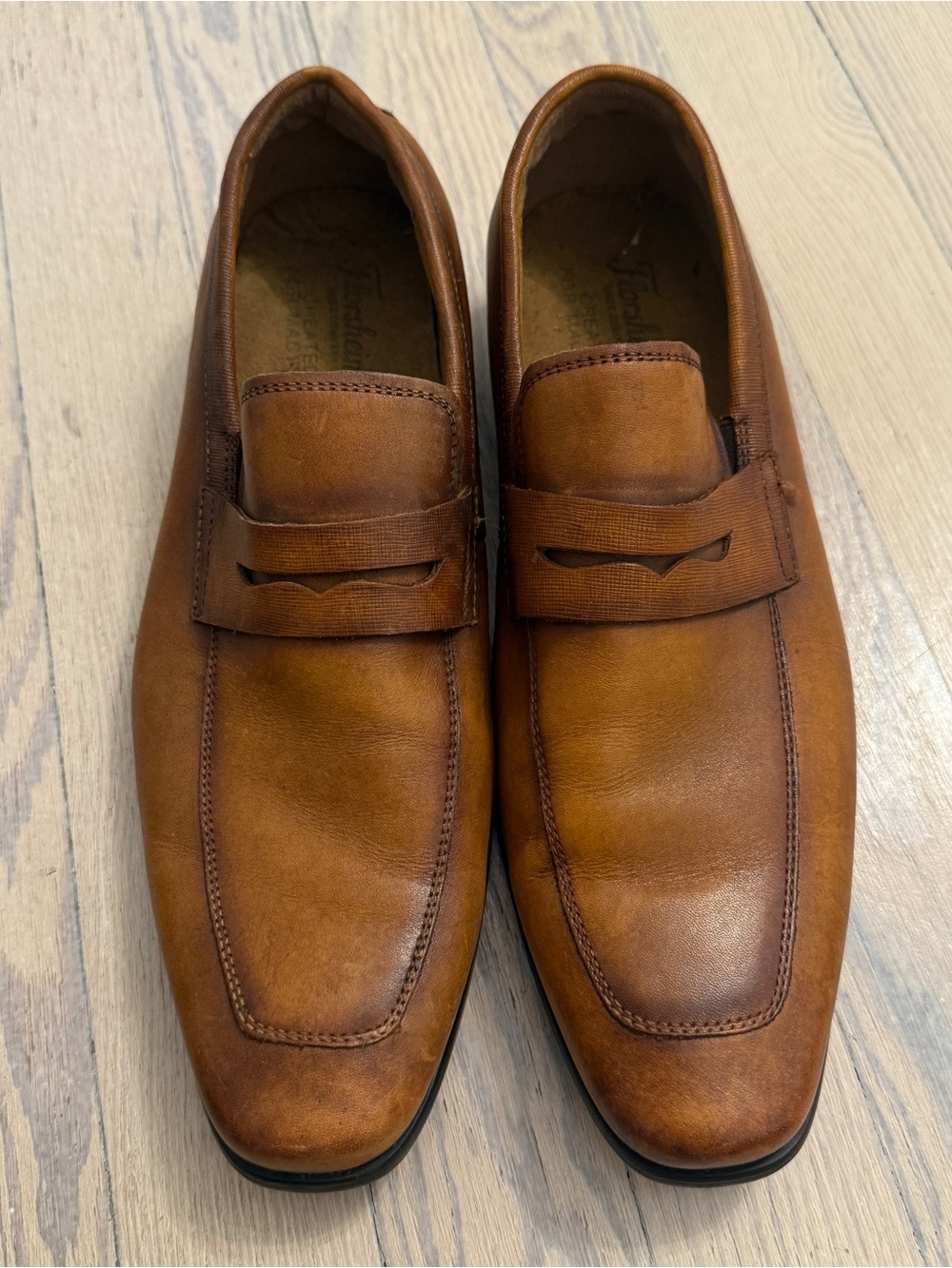 FLORSHEIM Men’s Brown Leather Penny Loafers Moc Toe Dress Shoes 8.5D